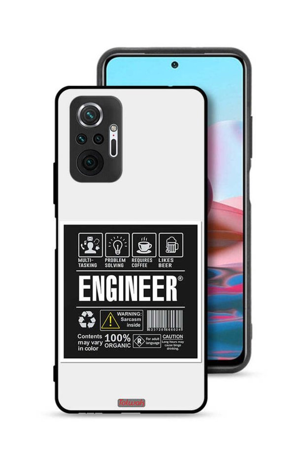 غطاء حماية لهاتف شاومي ريدمي نوت 10 برو 4G، ملصق مهندس
