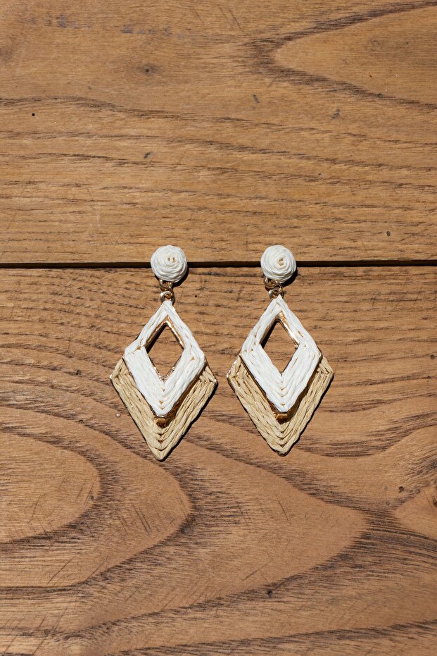 أقراط مربعة الشكل من القش - 3