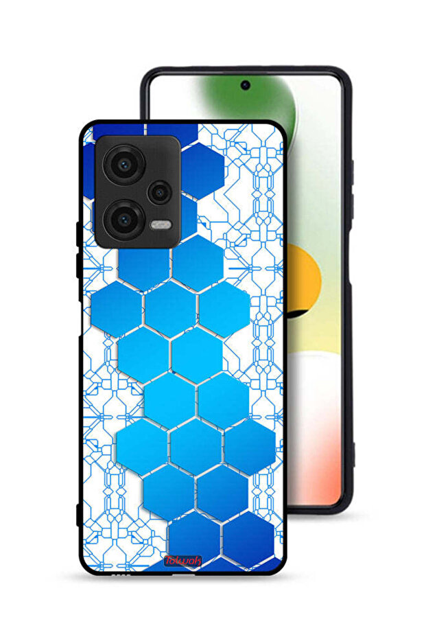 غطاء حماية لهاتف Xiaomi Poco X5 بنمط شبكة أيقونات سداسية الشكل