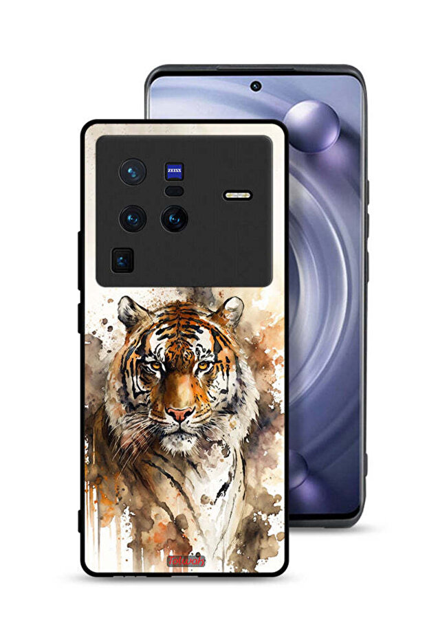 غطاء حماية Vivo X80 Pro بتصميم فن تجريدي من جلد الفهد
