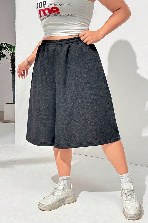 Unisex Geniş Kalıp Baggy Oversize Şort Büyük Beden Diz Hizasında Bermuda Şort - 3