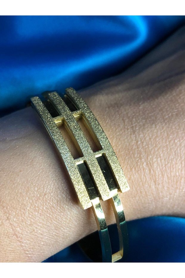 Vip Steel Gold Design Silvery 3 Row Rib Gift Handcuff Bracelet for Lover - Spouse - Mother