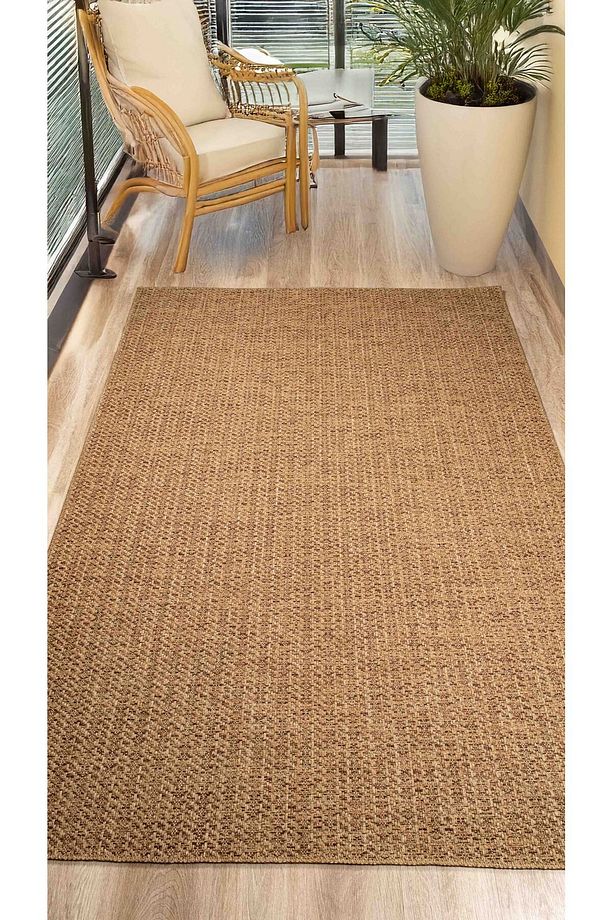 Jut Rengi Sisal Hasır Model Tek Renk Dokuma Halı Yıkanabilir Toz Vermez Modern - 1