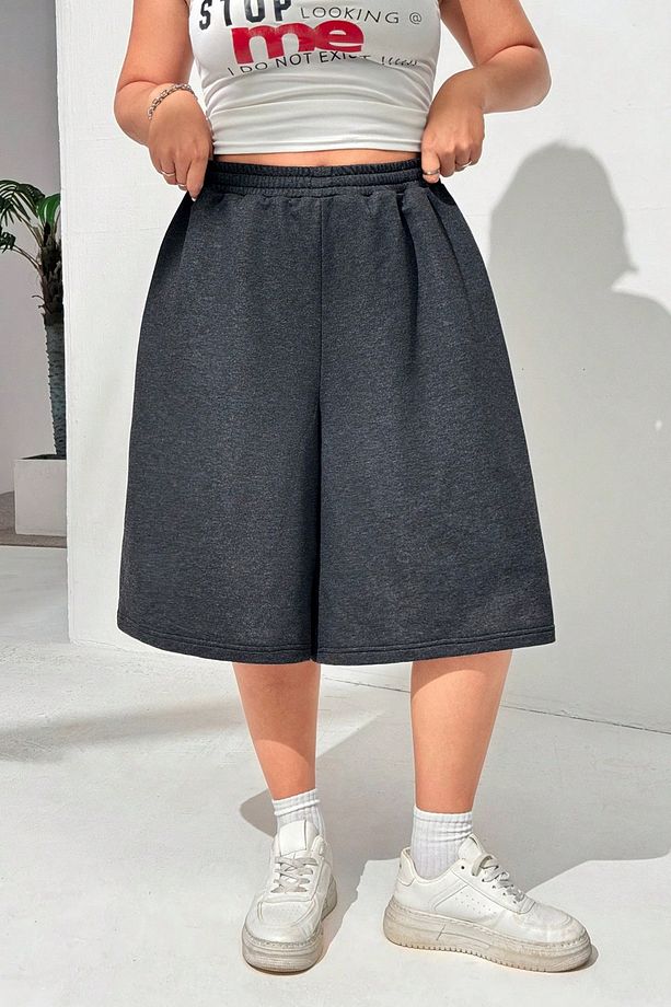 Unisex Geniş Kalıp Baggy Oversize Şort Büyük Beden Diz Hizasında Bermuda Şort - 5