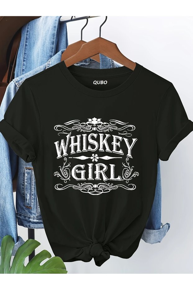 Qubo Unisex Oversize Printed Cotton Crew Neck Short Sleeve Black T-Shirt
