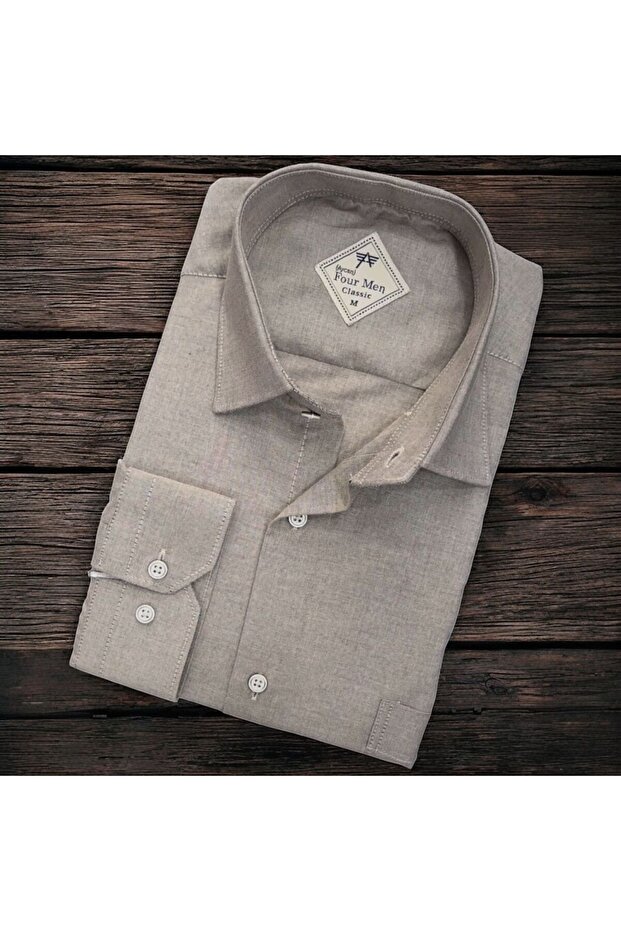Men's Classic Wide Relaxed Fit Long Sleeve Oxford Cotton Shirt with Pockets
