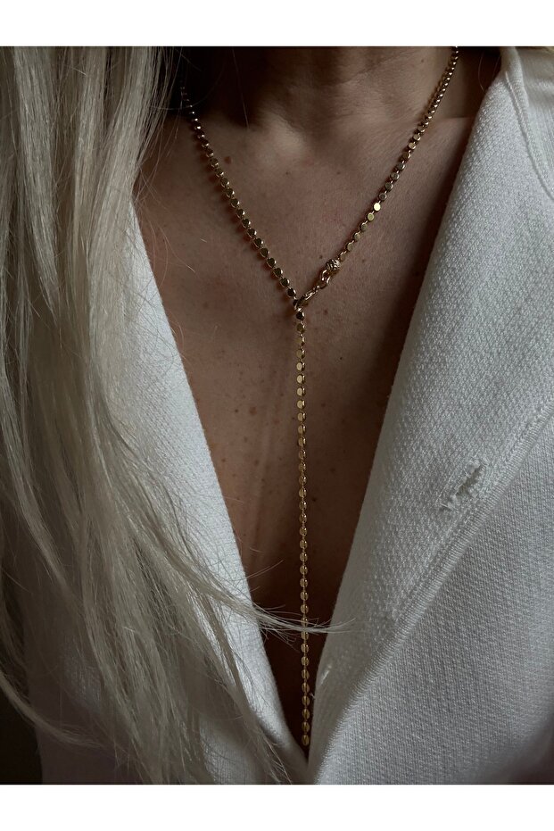 Crushed Chain Y Necklace