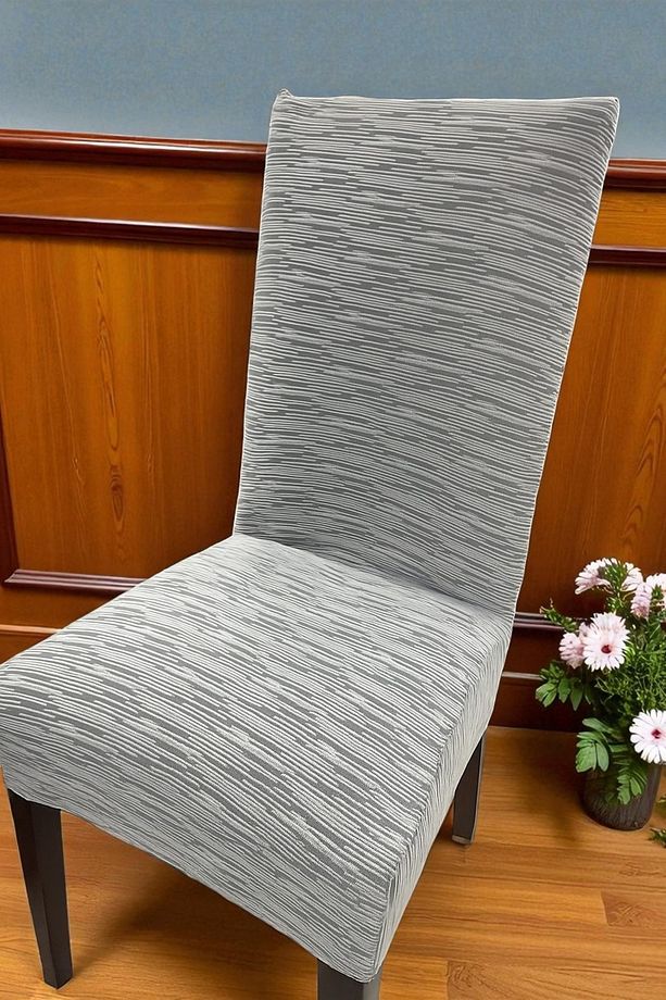 Sandalye Örtüsü Jakarlı Esnek Ve Lastikli sandalye kılıfı 6 adet - 1