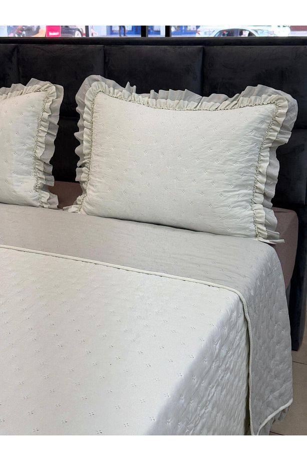 Concept Lidya Fırfır Detaylı Çift Kişilik Yatak Örtüsü Çift Taraflı 260/250 cm TKEBT ekru - 3