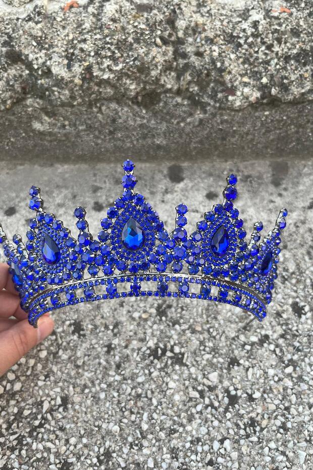 Eveline Cobalt Blue Princess Crown – Sparkling Bridal Wedding Evening Dress for Sparkling Crown Model
