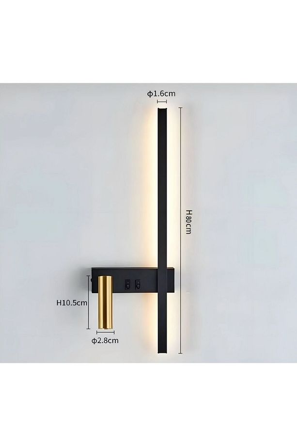 Dekoratif Duvar Aplik LED Çubuk Aplik Yatak Başı Okuma Lambası Samsung LEDli Gold Kaplama - 2