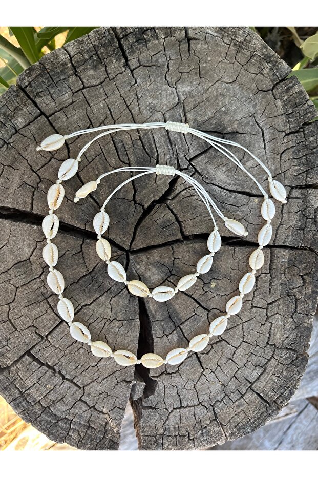 Seashell Necklace Bracelet Suit - 3