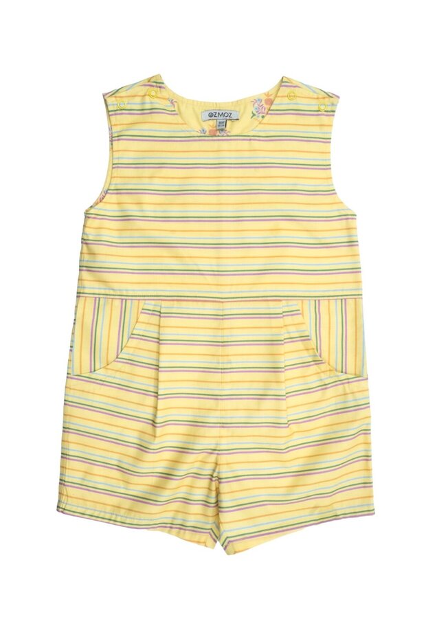 100% Cotton Striped Yellow Summer Baby Boy Shorts Jumpsuit