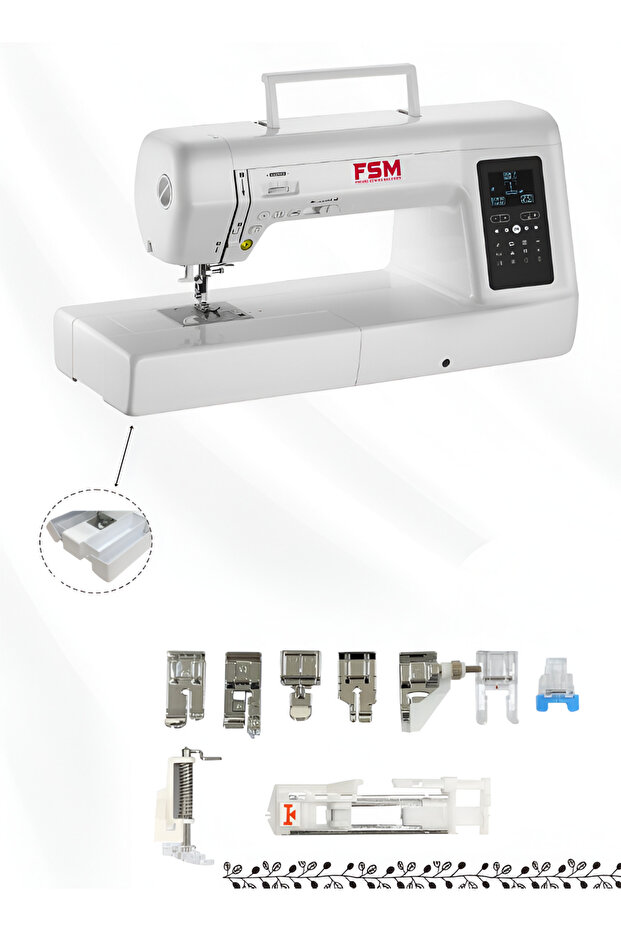 ماكينة خياطة وتبطين حاسوبية طويلة الذراع - مساحة عمل ١٢ بوصة، واجهة شاشة تعمل باللمس - 5