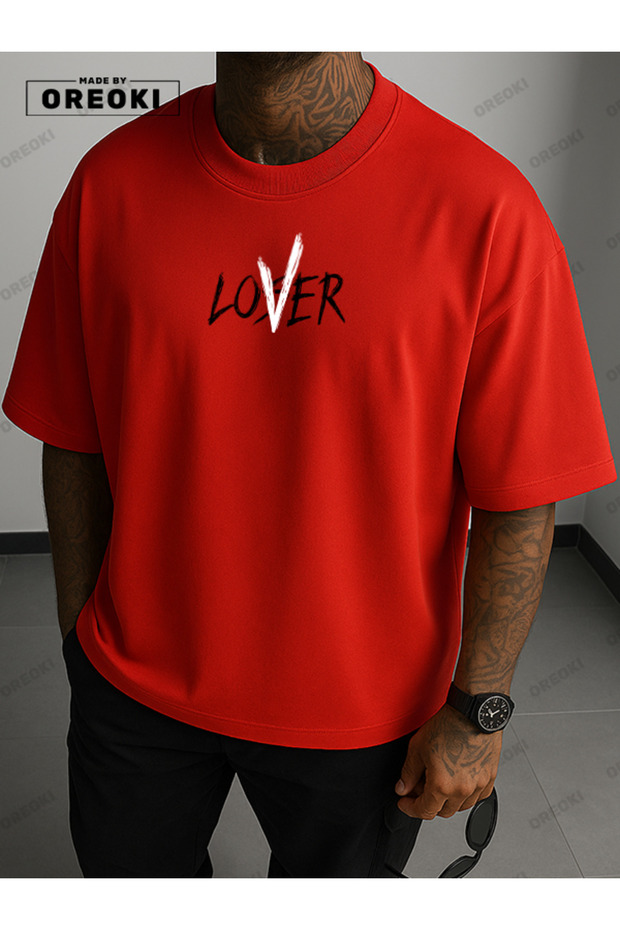 Not a Lost Lover Printed Cotton Fabric Men's Red T-Shirt