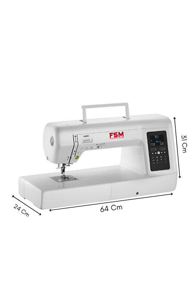 ماكينة خياطة وتبطين حاسوبية طويلة الذراع - مساحة عمل ١٢ بوصة، واجهة شاشة تعمل باللمس - 2
