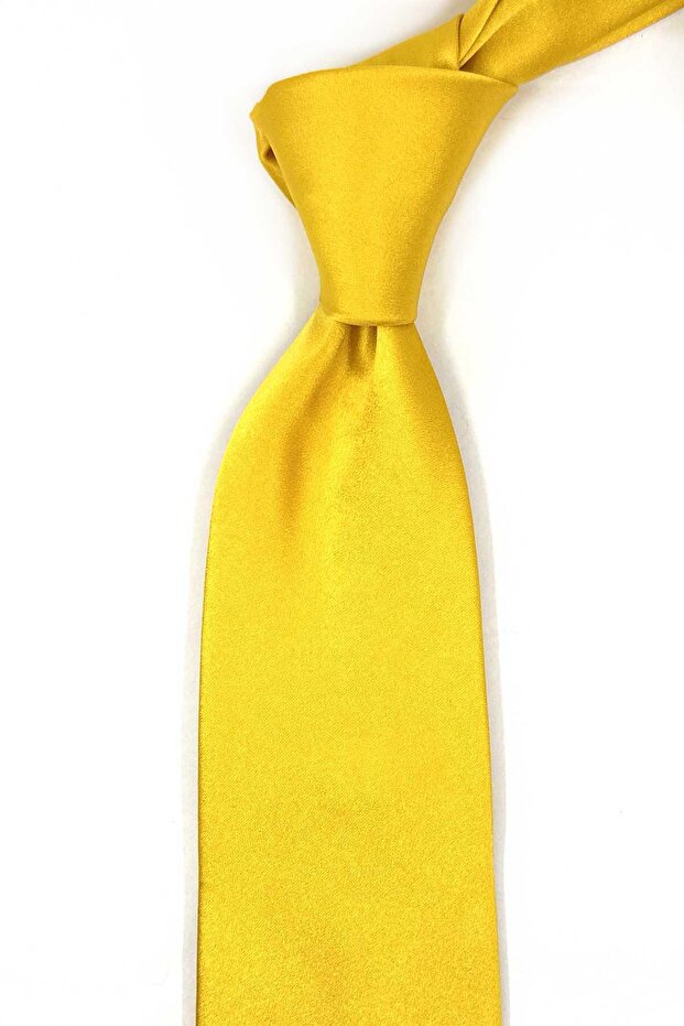 Russel Style Yellow Plain Italian Silk Tie Ik1940