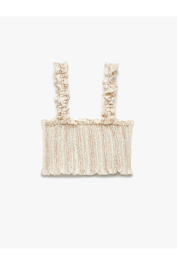 Cotton Gipeli Ruffle Strap Crop Blouse