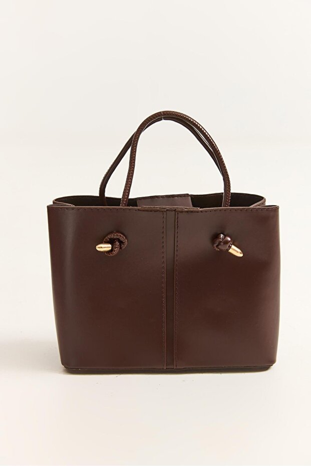 Brown Hand and Shoulder Bag with Lace Detail