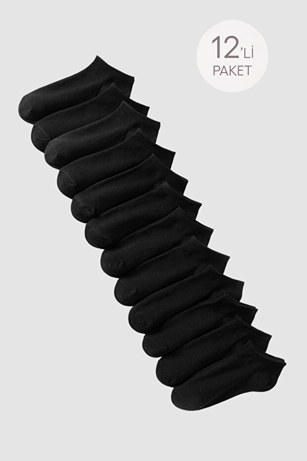 Unisex Πακέτο με 12 Basic Step Socks Μαύρες - 1