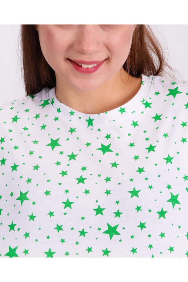 Women's Printed Shorts Pajama Set - Star Pattern - 3