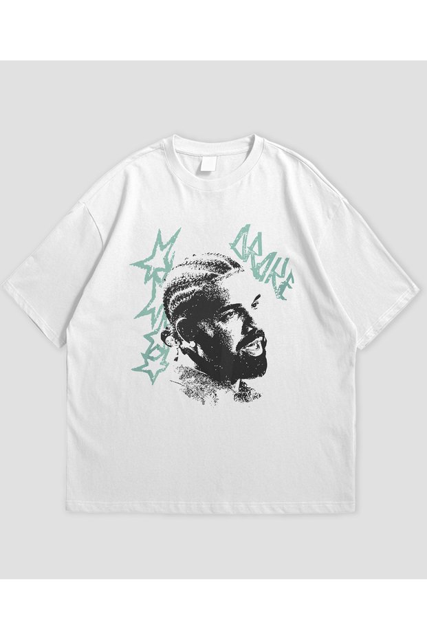 Drake Printed White Oversize T-Shirt Unisex Cotton Short Sleeve T-Shirt