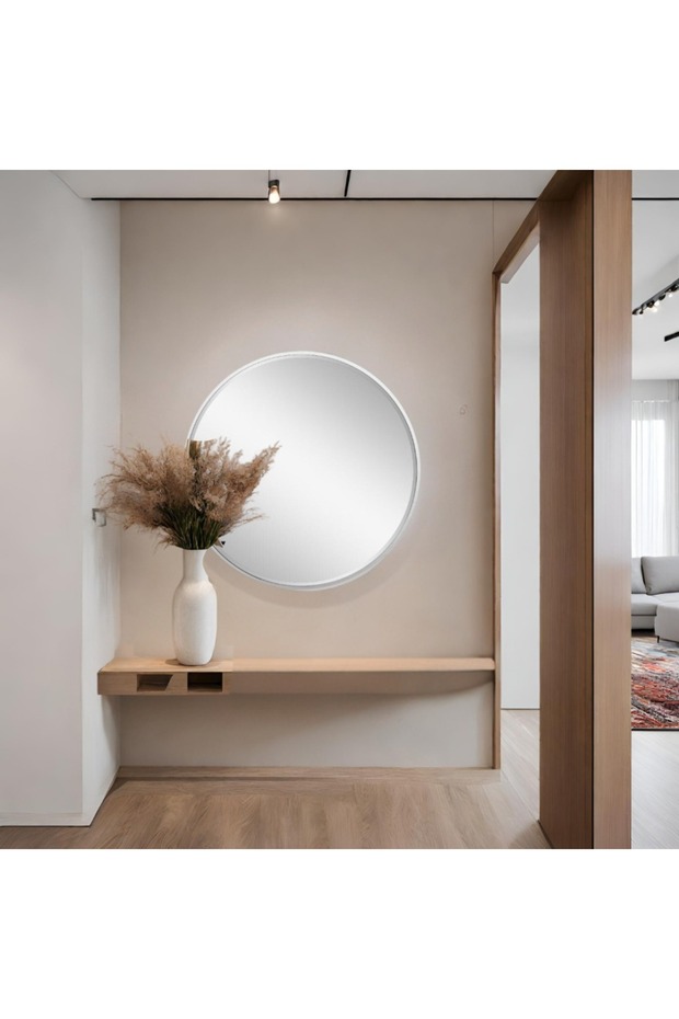 مرايا دائرية مقاس 80 *80سم إطار فضي - 2