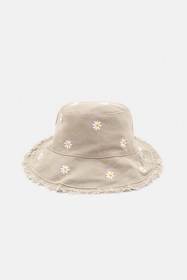 Papatya desenli bucket şapka - 1