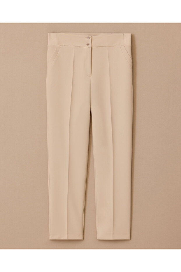 Plus Size Double Button Ankle Length Trousers - 1
