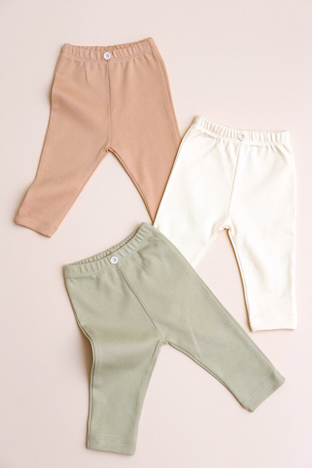 3-Piece Combed Cotton Baby Leggings 100% Cotton