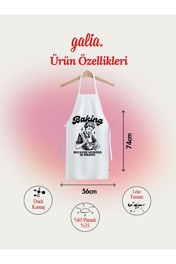 Baking Because Murder Is Wrong Retro Tarz Mutfak Önlüğü - 3