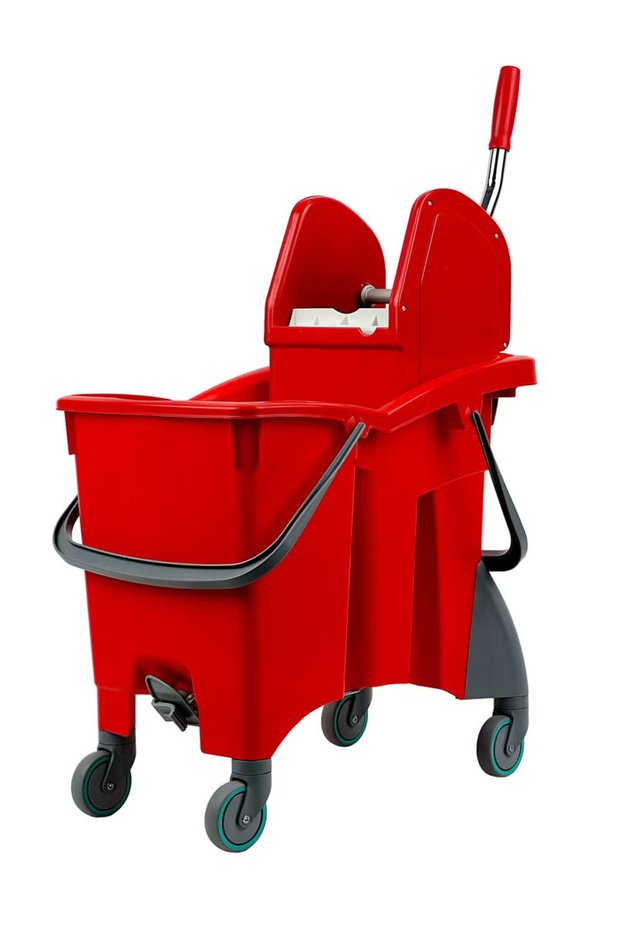 Professional 30LTR Twin-Bucket Mop Trolley - 16 x 14 Liters | Suitable For Commercial Use Red