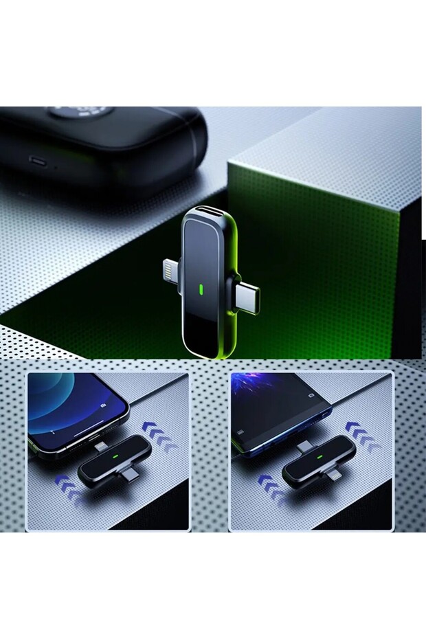 Ht-K30 Kablosuz Mikrofon Seti Dijital Göstergeli Şarj Kutulu İkili Yaka Mikrofonu iOS/Type-C Uyumlu - 4