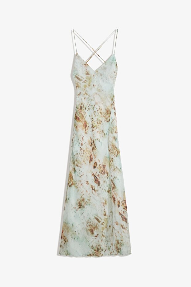 Baskılı midi elbise - 1