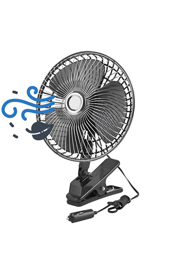Adjustable Car Fan with Air Cooling Function, 24V, Black