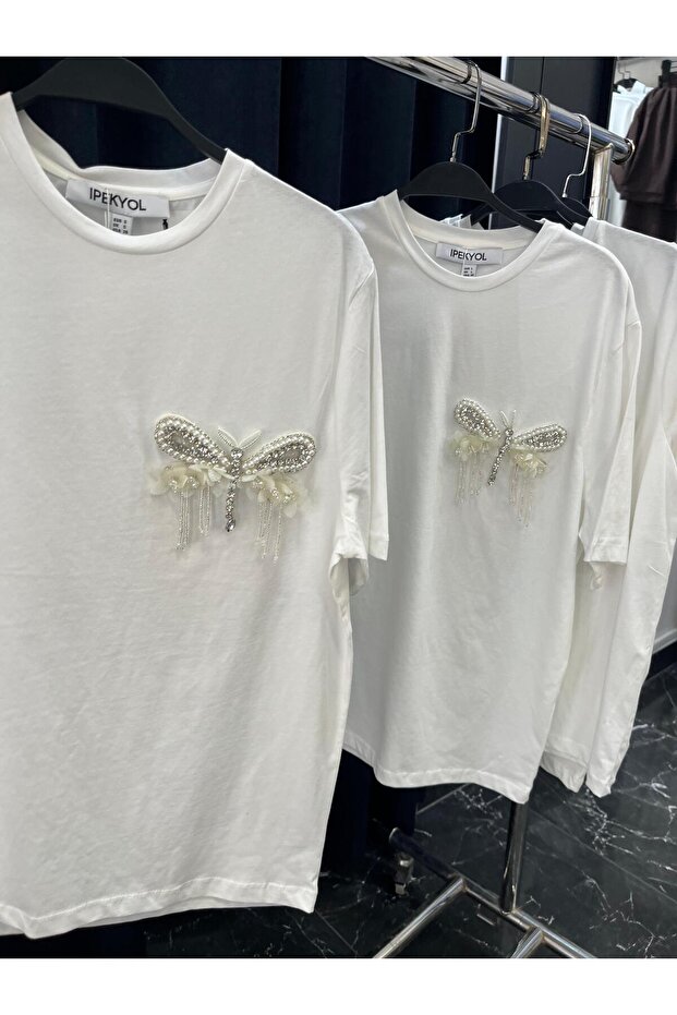 taş aksesuarlı tshirt - 4