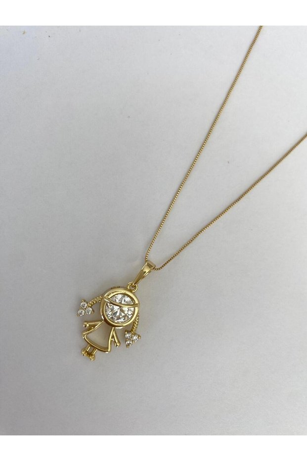 Xuping Girl Figure Stone Detailed Vip Gold Necklace