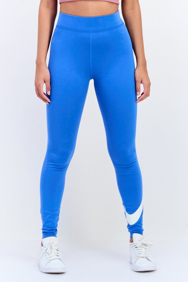 Women Tight Fit Brand Logo Outdoor Tights, Light Blue