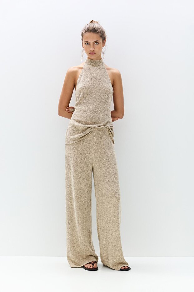 Düz triko pantolon - 2