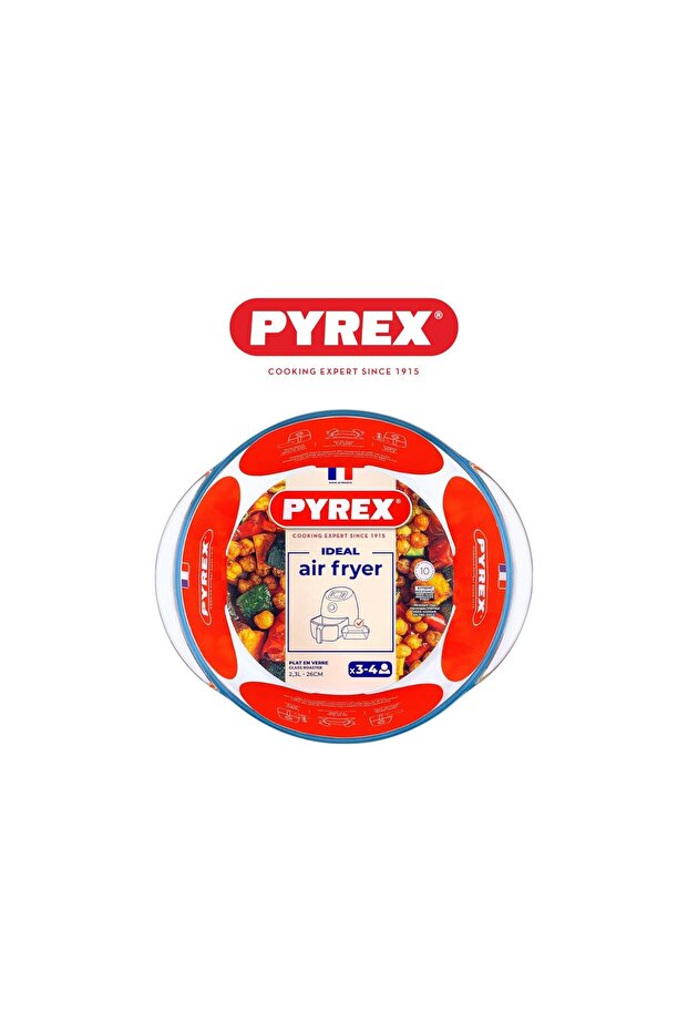 Air Fryer Round Dish 2.3L – Multi-Purpose Heat-Resistant Glass Dish for Air Frying & Baking