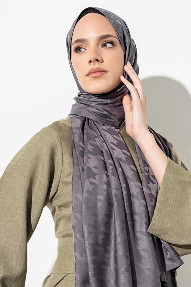 شال جاكار بنمط كبير على شكل مربعات - 2