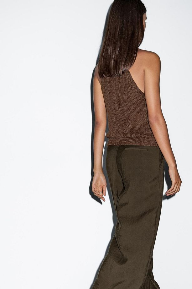 Pamuklu triko halter yaka top - 4