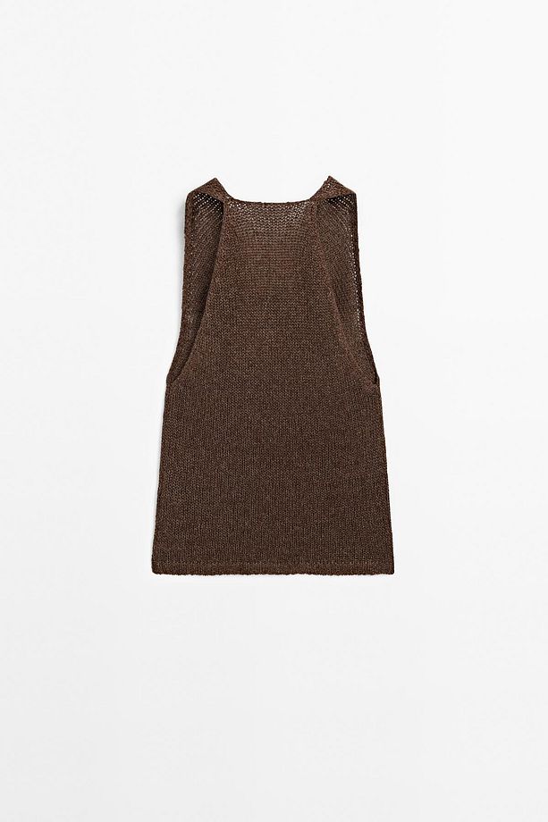 Pamuklu triko halter yaka top - 8