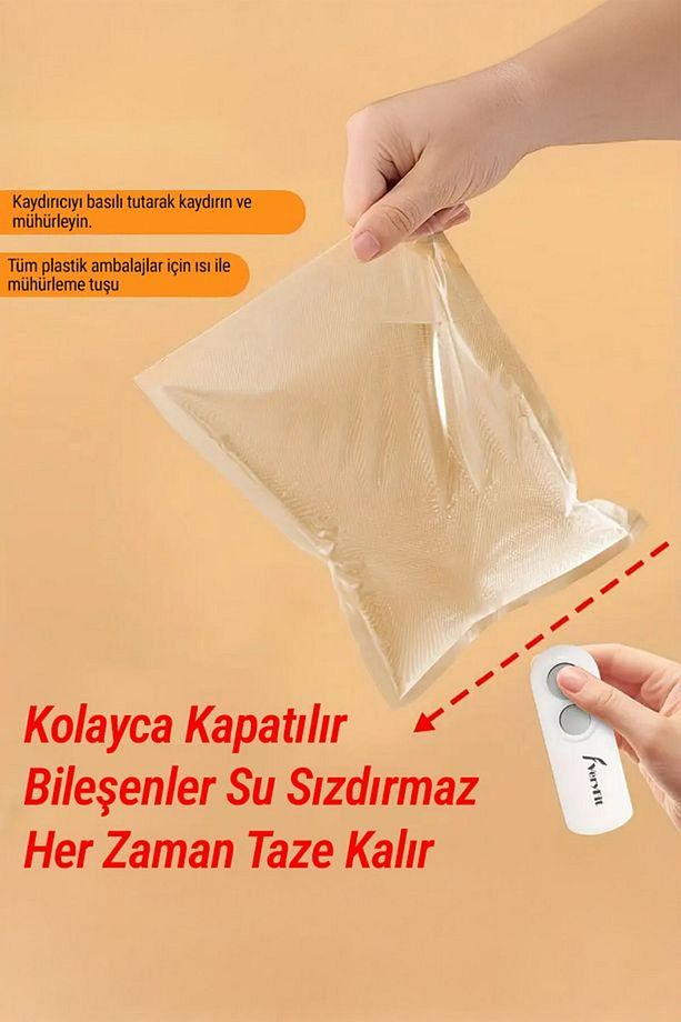 Taşınabilir Şarjlı 400mah Poşet Ağzı Kapatma Mühürleme Makinası - Cihazı Poşet Kilitleme Vakum - 8