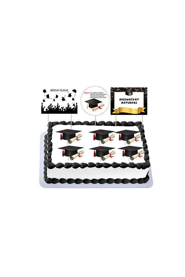 Graduation Cake Toothpick Set Print on Art Paper Will Be as Shown in the Picture