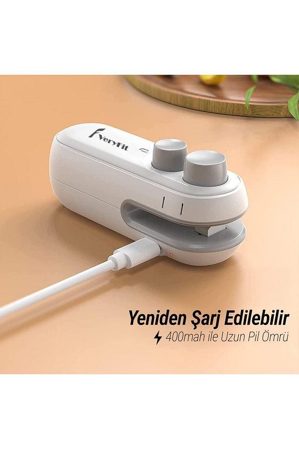 Taşınabilir Şarjlı 400mah Poşet Ağzı Kapatma Mühürleme Makinası - Cihazı Poşet Kilitleme Vakum - 6