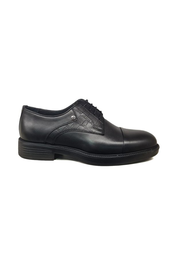 Bayclas Lace-Up Men's Genuine Leather Medium Croco Toe Floor Model Heeled Eva Sole Shoes Bc-029-1-Oeva