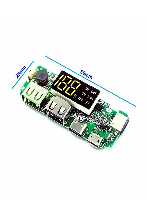 Çift Usb 5v 2.4a Led Ekranlı 18650 Pil Şarj Modülü Micro Type-c Powerbank Devresi Modülü - 8