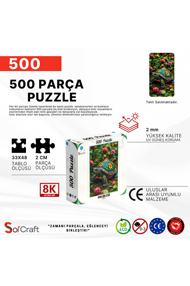 500 Parça Puzzle Renklerin Sessiz Yolcusu Kaplumbağa - 6