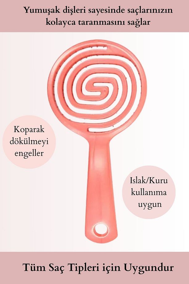 3 Boyutlu Pembe Profesyonel Saç Fırçası - 2